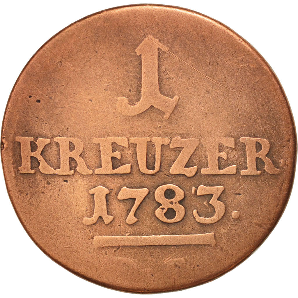 German States, HESSE-CASSEL, Friedrich II, Kreuzer, 1783, VF(20-25), Copper