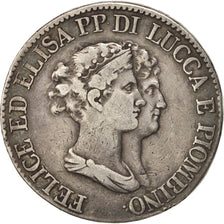 ITALIAN STATES, LUCCA, Felix and Elisa, 5 Franchi, 1807, Firenze, VF(30-35)