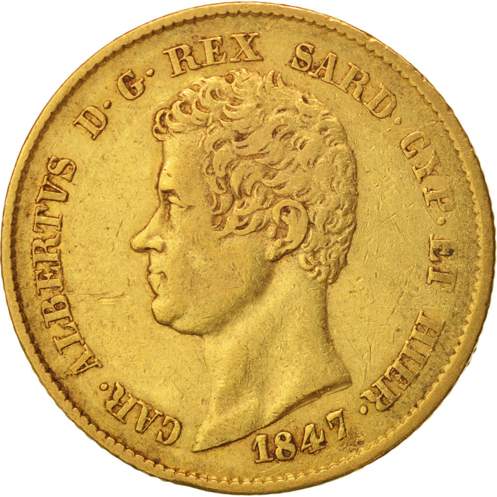 Coin, ITALIAN STATES, SARDINIA, Carlo Alberto, 20 Lire, 1847, Torino, AU(50-53)