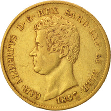 Coin, ITALIAN STATES, SARDINIA, Carlo Alberto, 20 Lire, 1847, Torino, AU(50-53)