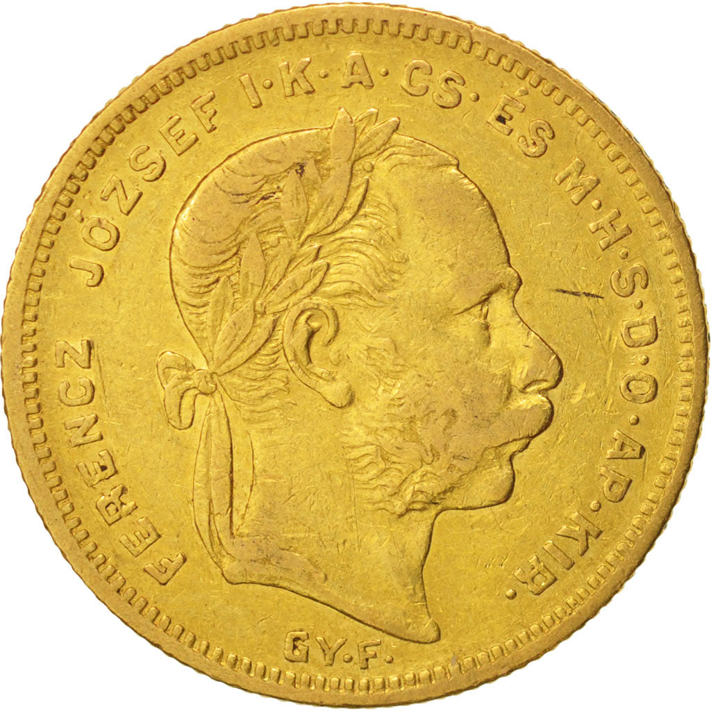 Hungría, Franz Joseph I, 8 Forint 20 Francs, 1870, Karlsburg, MBC+, Oro