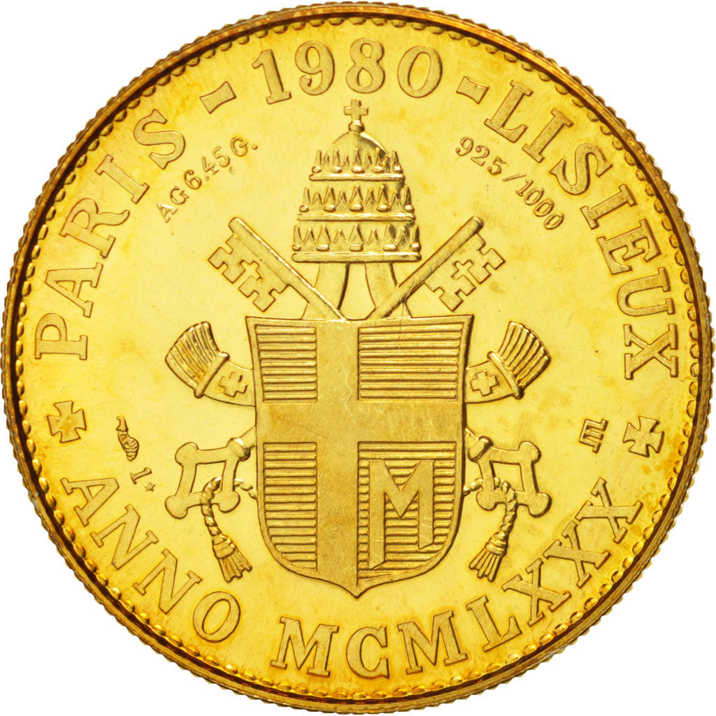 Francia, Medal, Jean-Paul II, 1983 Lisieux, Religions & beliefs, FDC, Vermeil