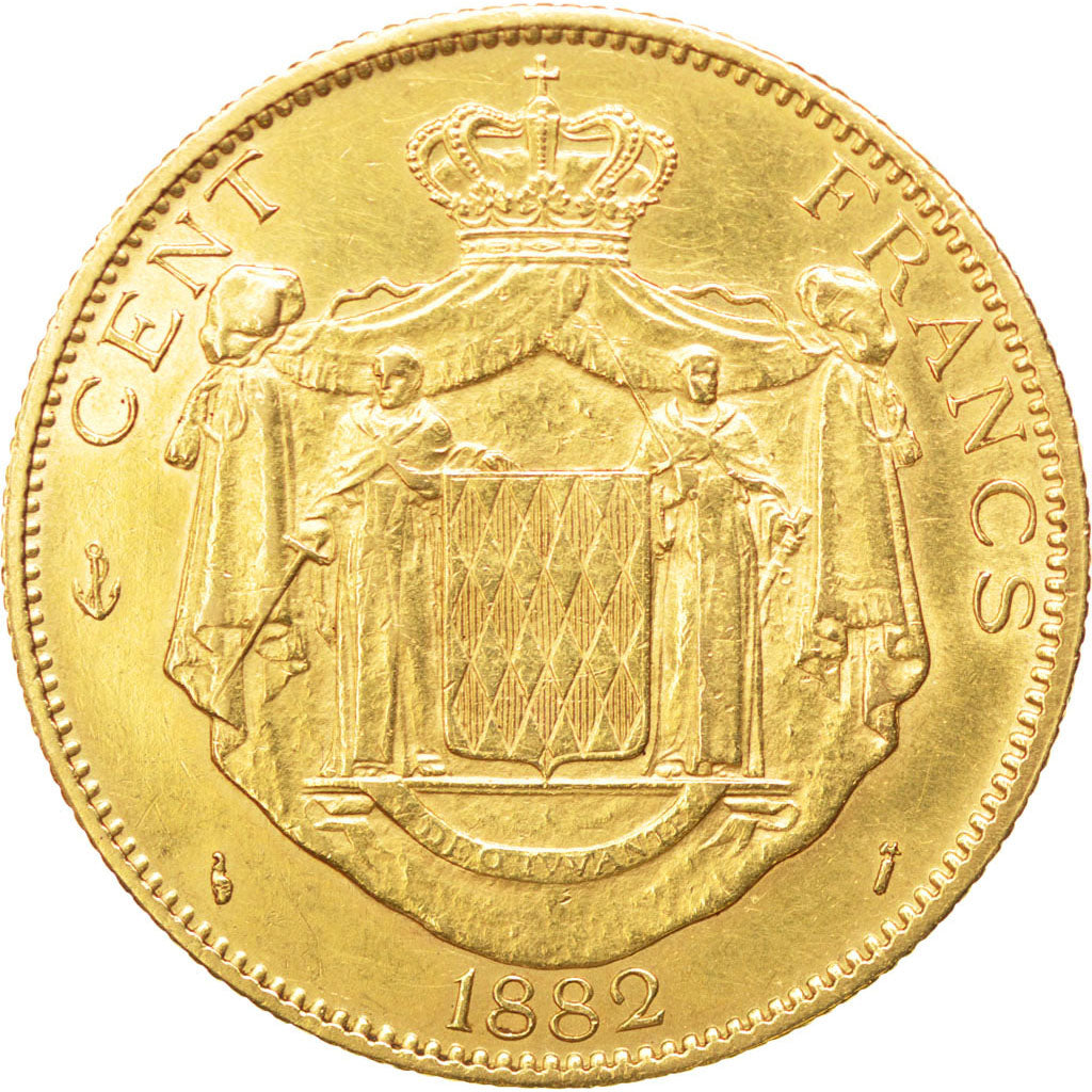 MONACO, 100 Francs, Cent, 1882, Paris, KM #99, MS(60-62), Gold, Gadoury #122,...