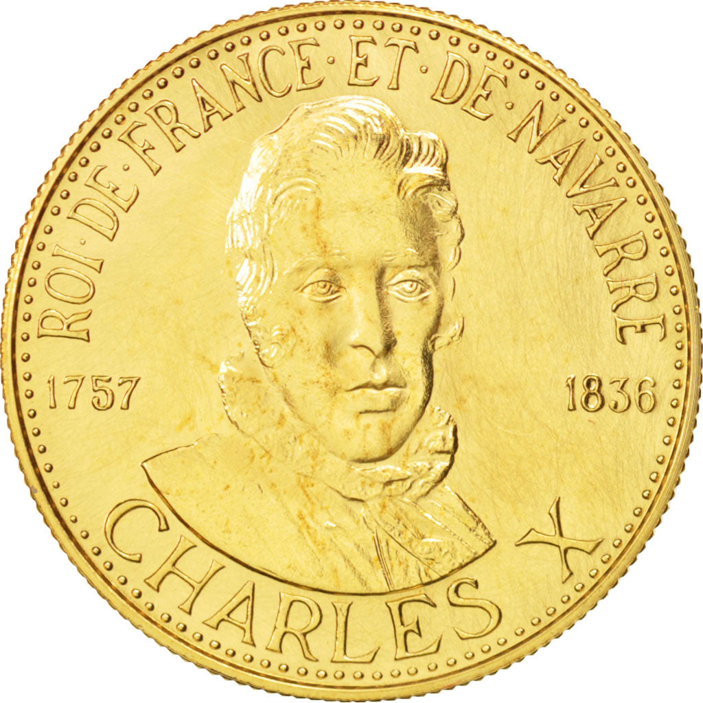 France, Medal, Les Rois de France, Charles X, Charles X, History, MS(65-70)