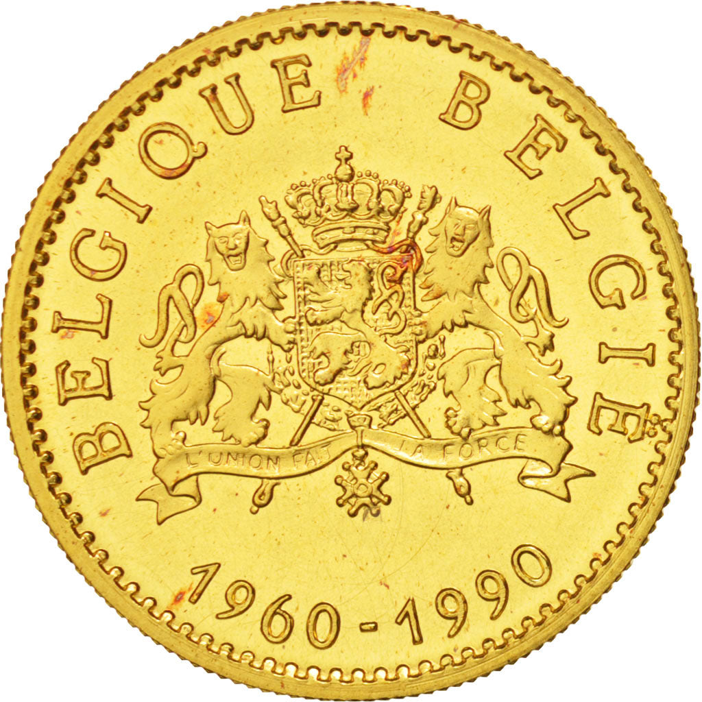 Belgium, Medal, Baudouin Ier et Fabiola, History, 1990, MS(65-70), Gold
