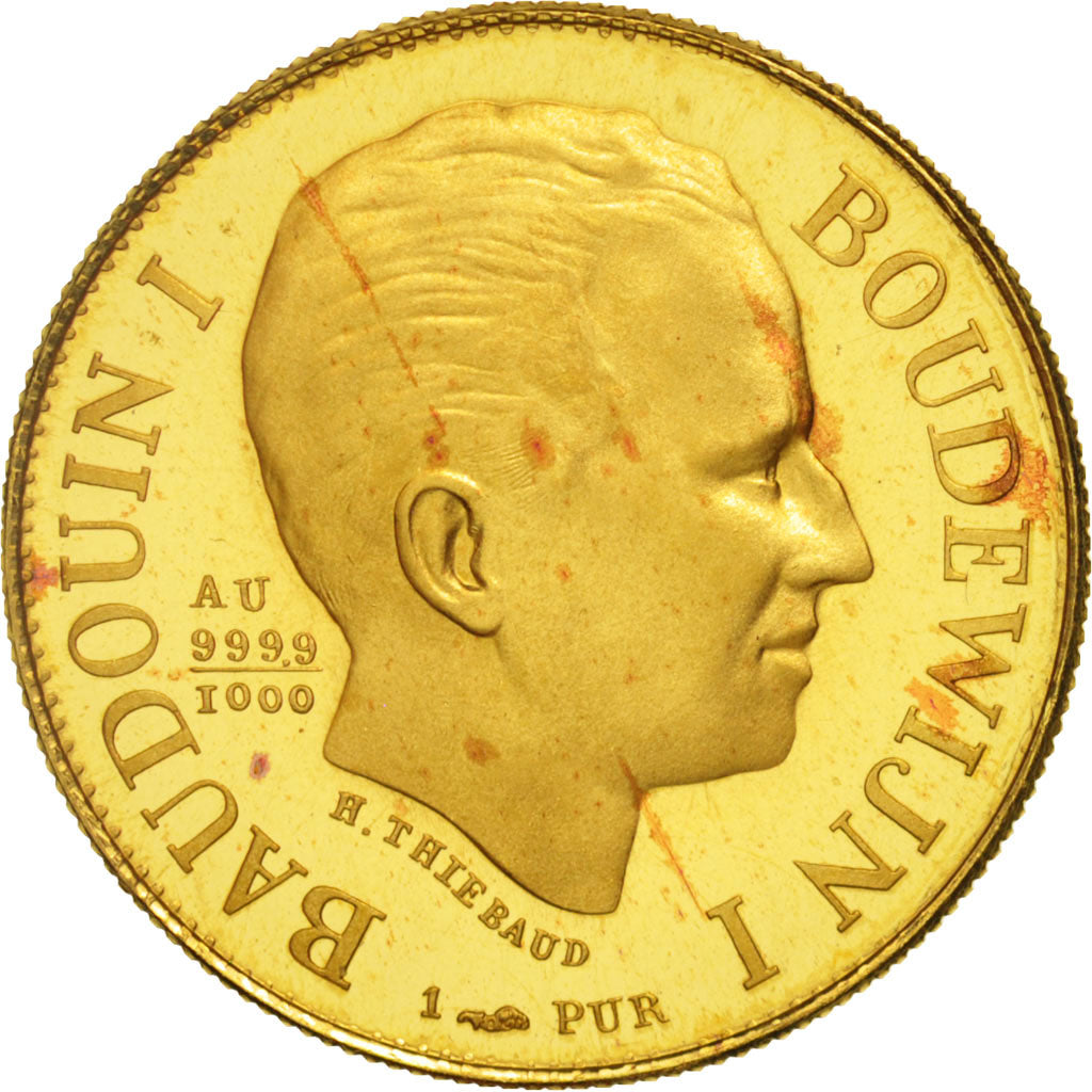 Belgium, Medal, Belgique, Baudouin I, History, 1988, MS(65-70), Gold