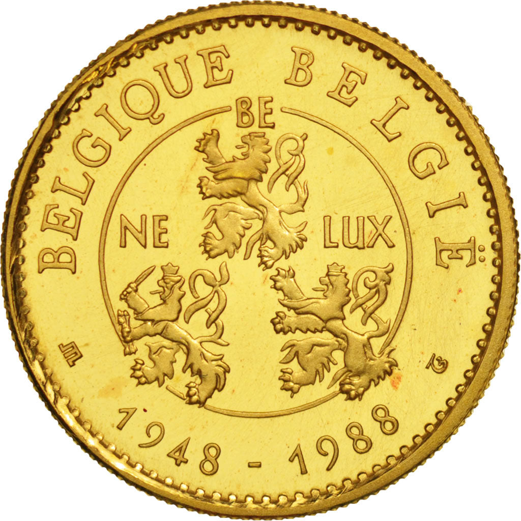 Belgium, Medal, Belgique, Baudouin I, History, 1988, MS(65-70), Gold