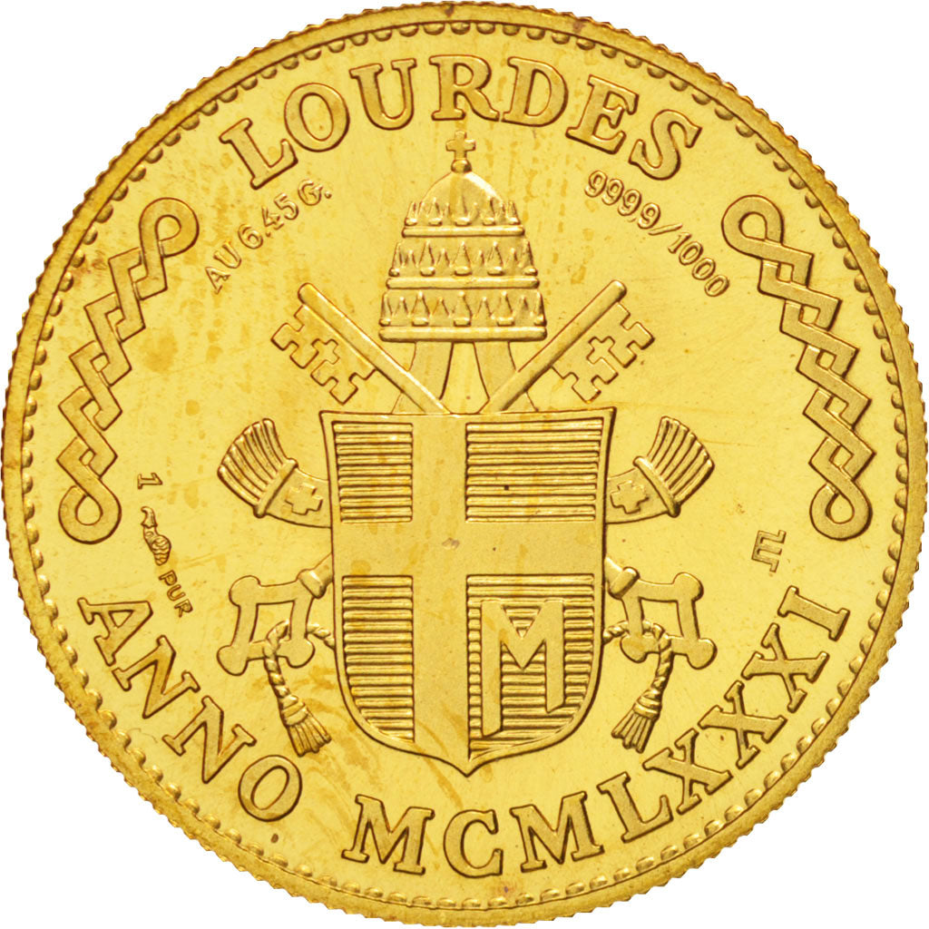 France, Medal, Jean-Paul II, 1983 Lourdes, Religions & beliefs, MS(65-70), Gold