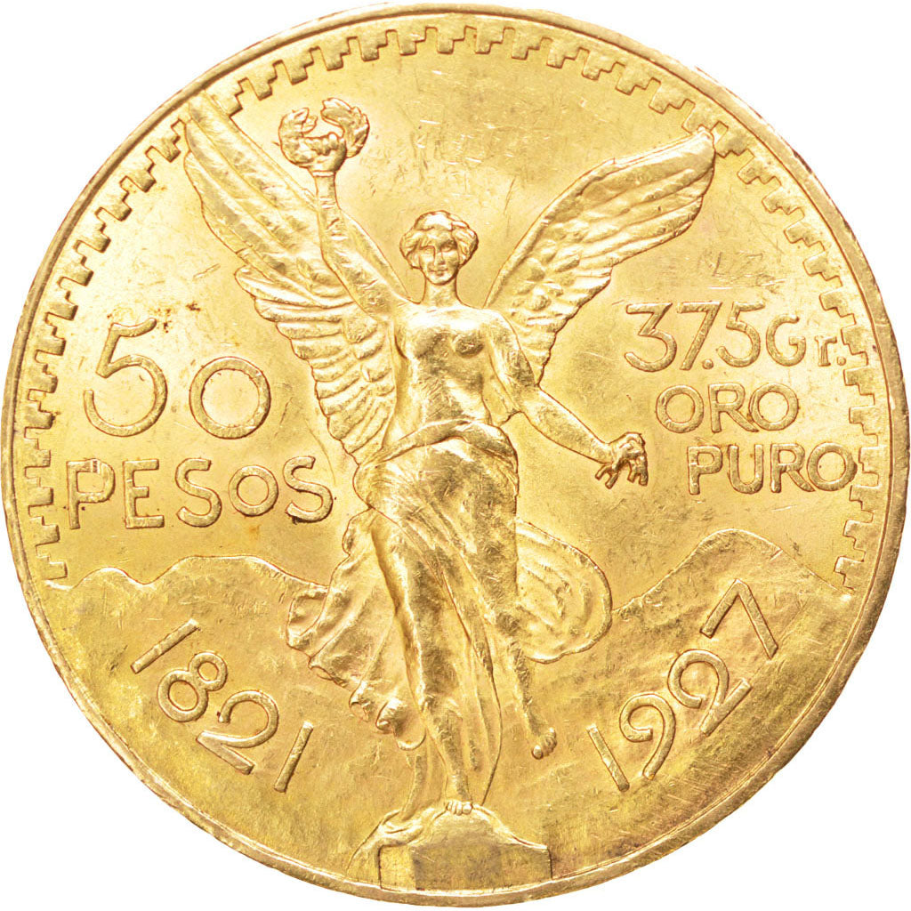 Mexique, République, 50 Pesos or 1927, KM 481