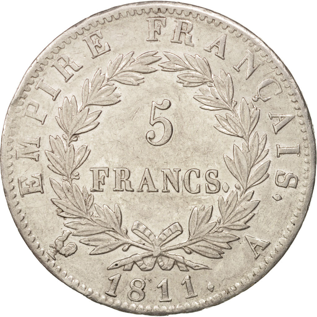 Moneta, Francja, Napoléon I, 5 Francs, 1811, Paris, AU(50-53), Srebro