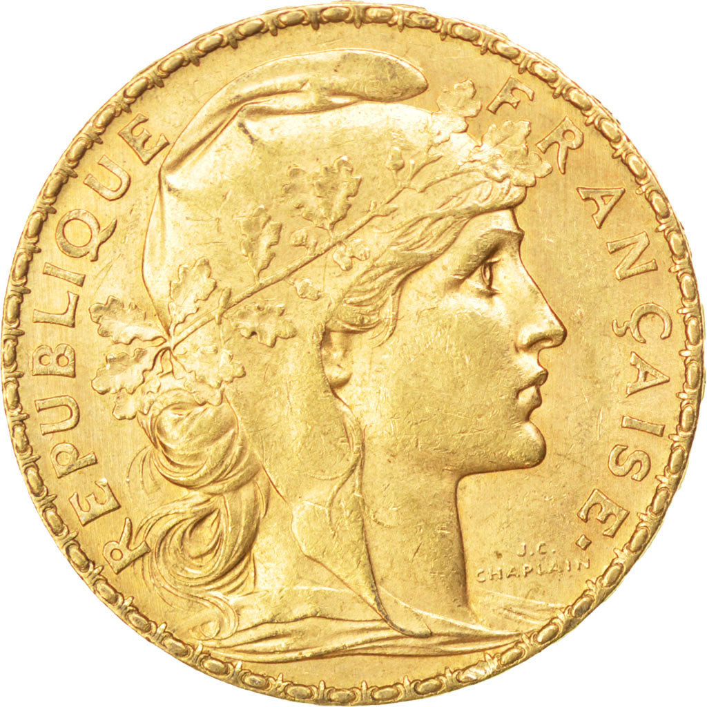 FRANCE, Marianne, 20 Francs, 1901, KM #847, AU(55-58), Gold, Gadoury #1064, 6.48