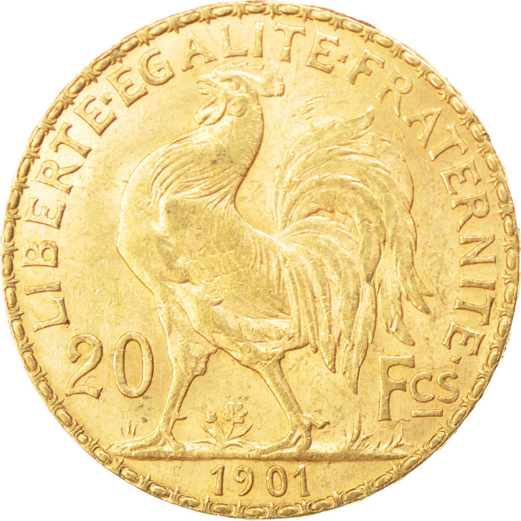 FRANCE, Marianne, 20 Francs, 1901, KM #847, AU(55-58), Gold, Gadoury #1064, 6.48