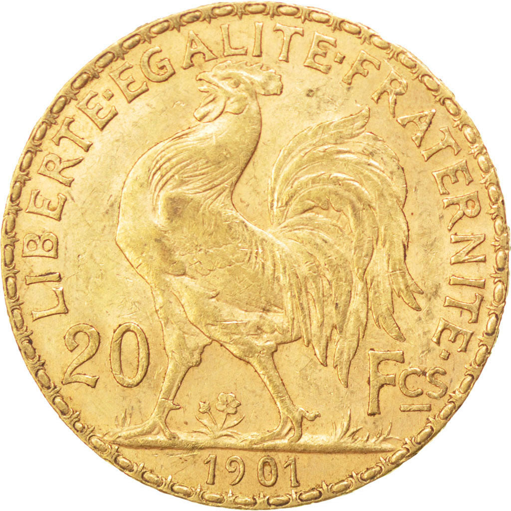 FRANCE, Marianne, 20 Francs, 1901, KM #847, AU(55-58), Gold, Gadoury #1064, 6.45
