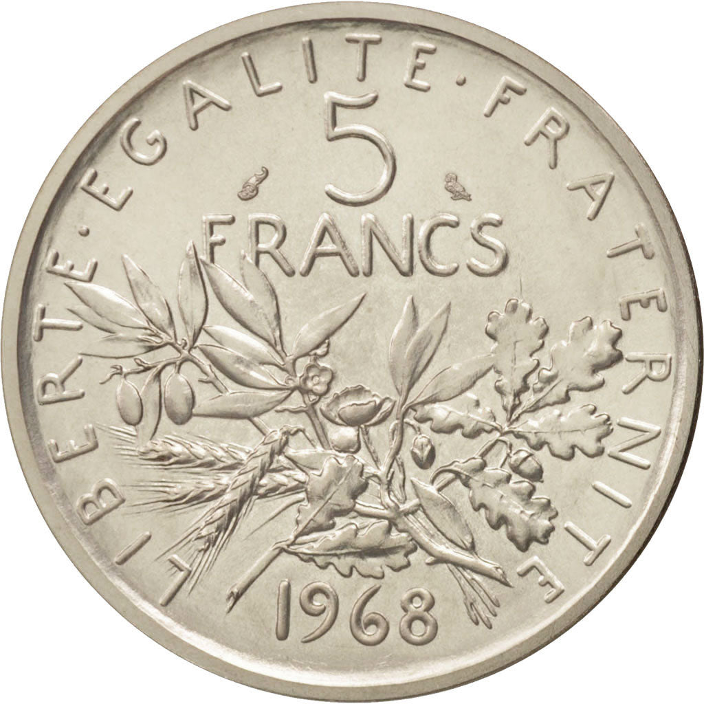 France, 5 Francs Semeuse, 1968, Piéfort, FDC, Argent, KM:P404, Gadoury:153.P3