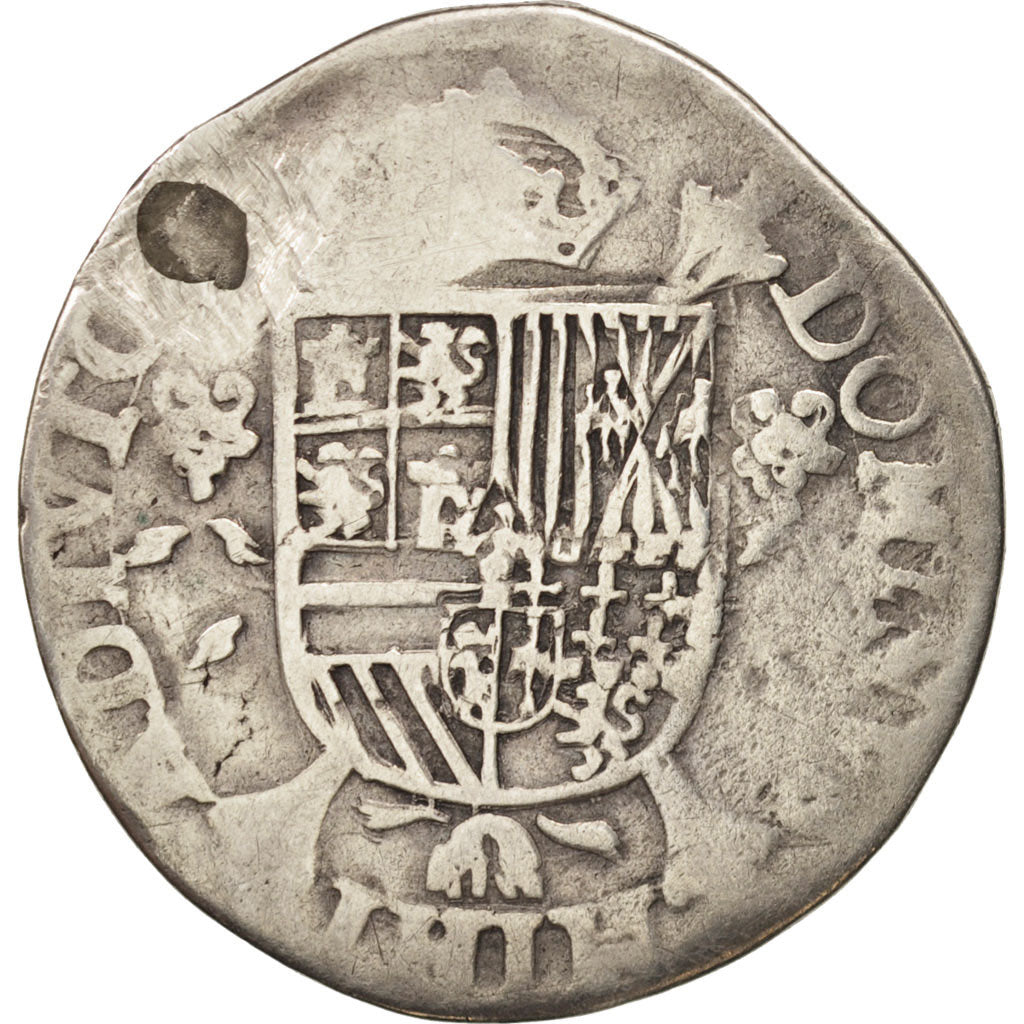 Spanish Netherlands, 1/5 Écu, Philip II, 1566, Hasselt, VF(30-35), Silver