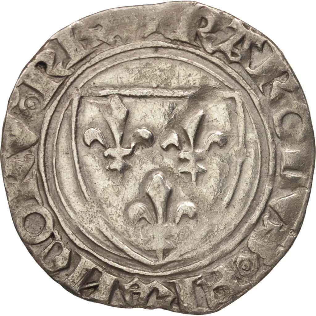 France, Charles VI, Blanc Guénar, Paris, EF(40-45), Silver, Duplessy:377C