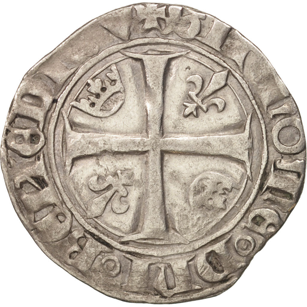 France, Charles VI, Blanc Guénar, Paris, EF(40-45), Silver, Duplessy:377C