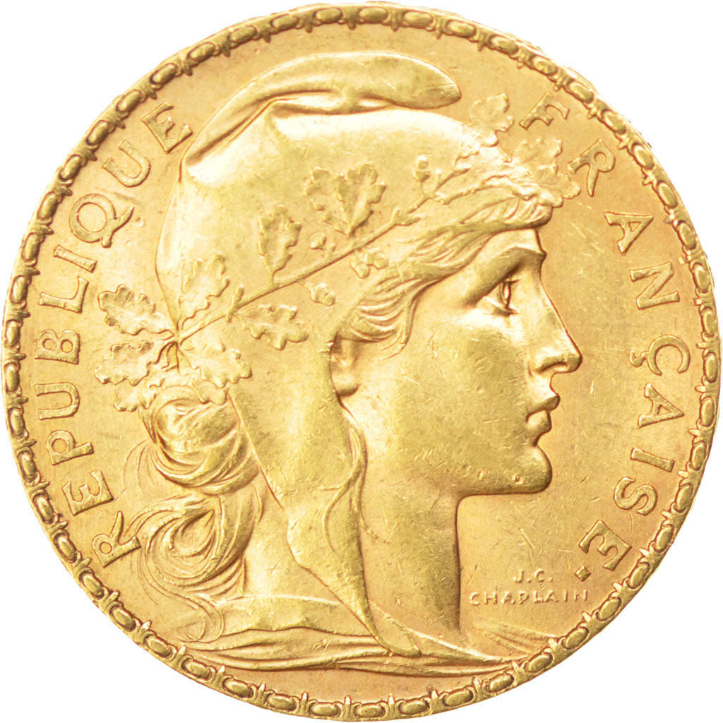 FRANCE, Marianne, 20 Francs, 1902, KM #847, AU(55-58), Gold, Gadoury #1064, 6.45