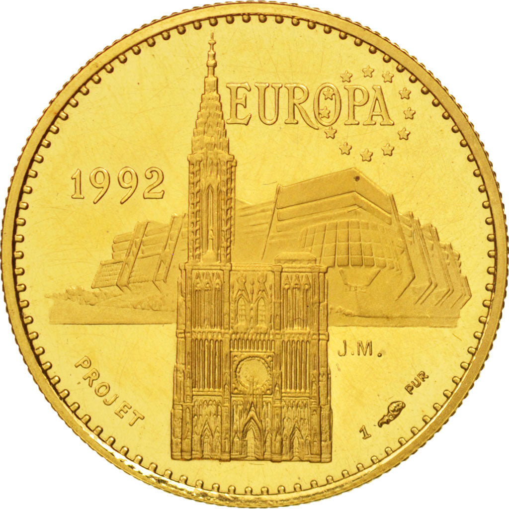 France, Medal, Strasbourg, Politics, Society, War, 1992, Mauviel, MS(65-70)