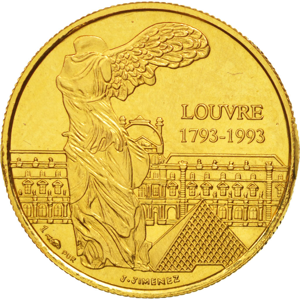 Francia, Medal, Le Louvre, Politics, Society, War, 1993, Jimenez, FDC, Oro