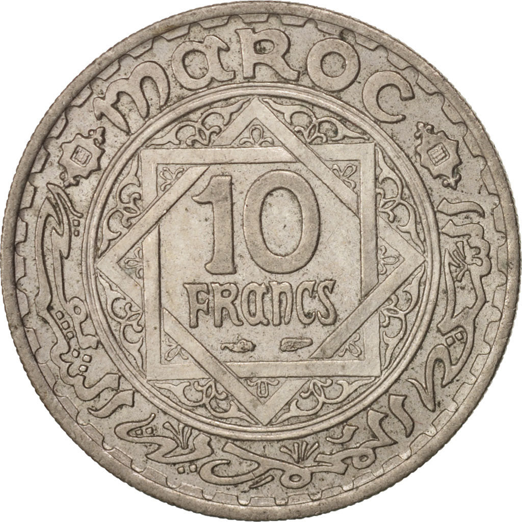 Coin, Morocco, Mohammed V, 10 Francs, 1946, Paris, AU(50-53), Copper-nickel