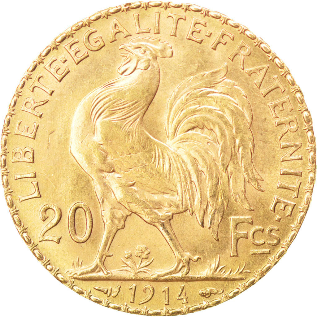 FRANCE, Marianne, 20 Francs, 1914, KM #857, MS(64), Gold, Gadoury #1064a, 6.49