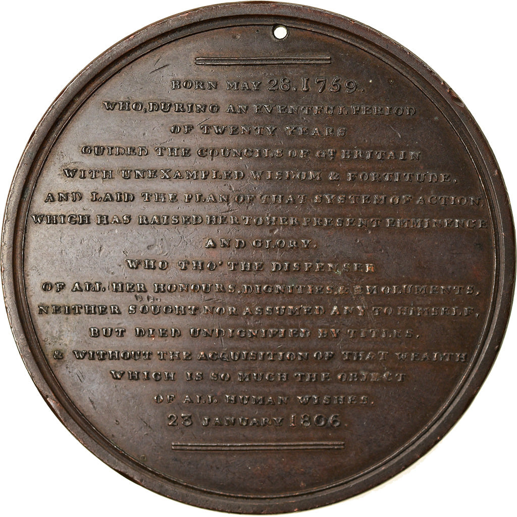 Great Britain, Medal, William Pitt, Politics, Society, War, 1814, Wyon