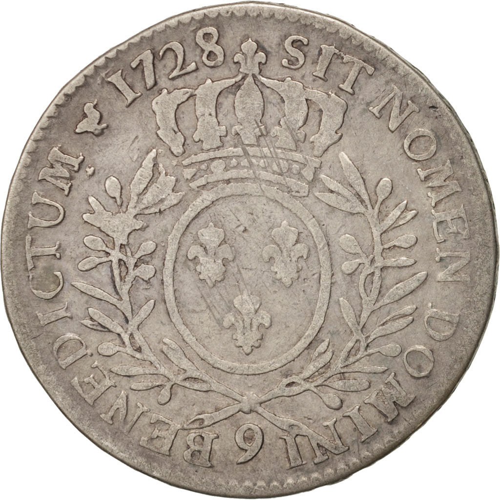 Coin, France, Louis XV, 1/2 Écu aux branches d'olivier, 1/2 ECU, 44 Sols, 1728