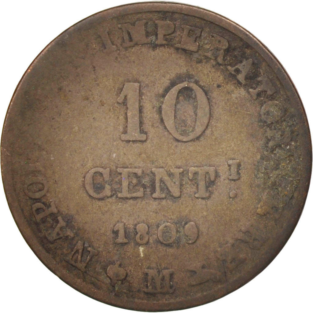 Moneda, Estados italianos, KINGDOM OF NAPOLEON, Napoleon I, 10 Centesimi, 1809