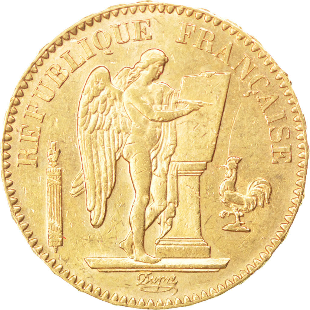 FRANCE, Génie, 20 Francs, 1887, Paris, KM #825, AU(55-58), Gold, Gadoury #1063, 