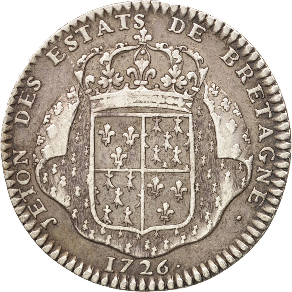 France, Token, Royal, États de Bretagne, Saint-Brieuc, Louis XV, 1726