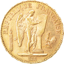 FRANCE, Génie, 20 Francs, 1898, Paris, KM #825, AU(55-58), Gold, Gadoury #1063, 