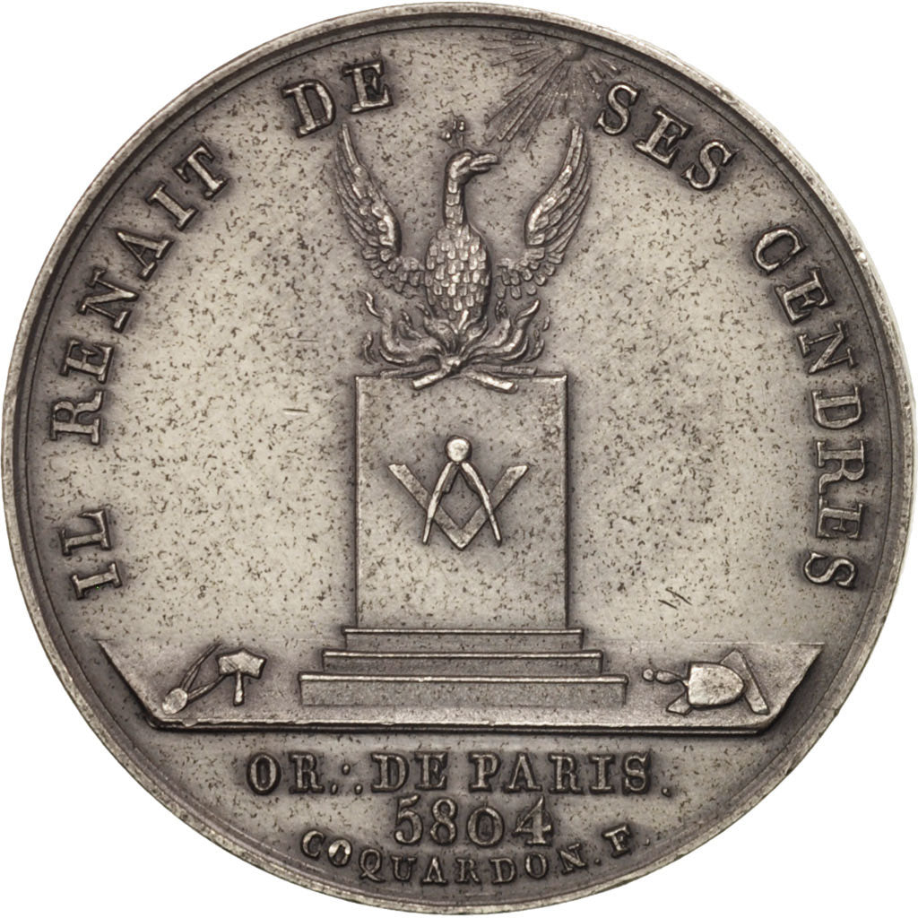 France, Token, Masonic, Orient de Paris, Loge du Phoenix, 1804, MS(63), Silver