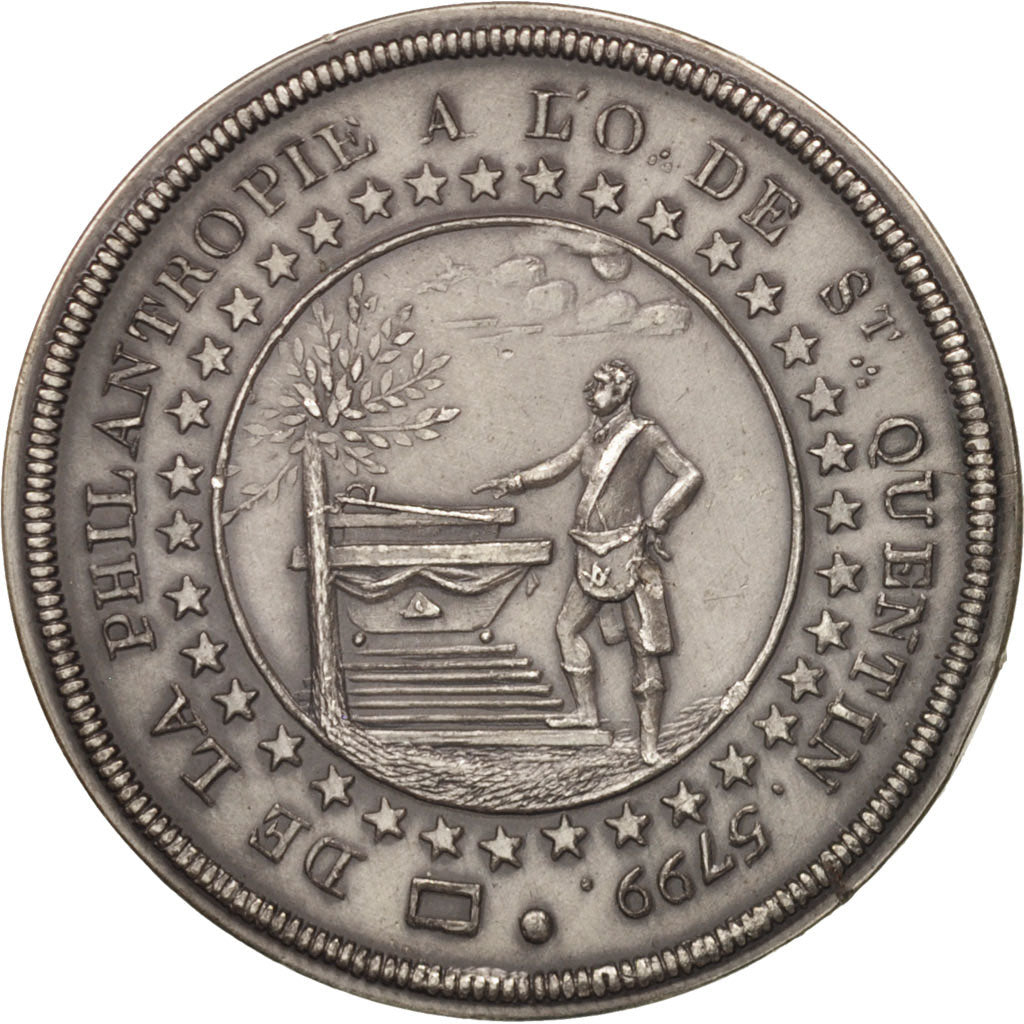 France, Token, Masonic, Orient de Saint-Quentin, Loge de la Philantropie, 1799