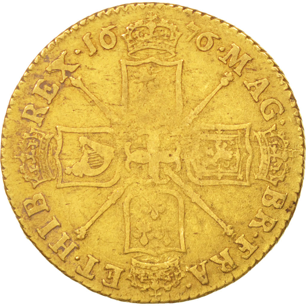 Great Britain, Charles II, Guinea, 1676, VF(20-25), Gold, KM:440.1