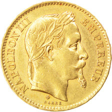 FRANCE, Napoléon III, 20 Francs, 1867, Paris, KM #801.1, AU(55-58), Gold, Gadour