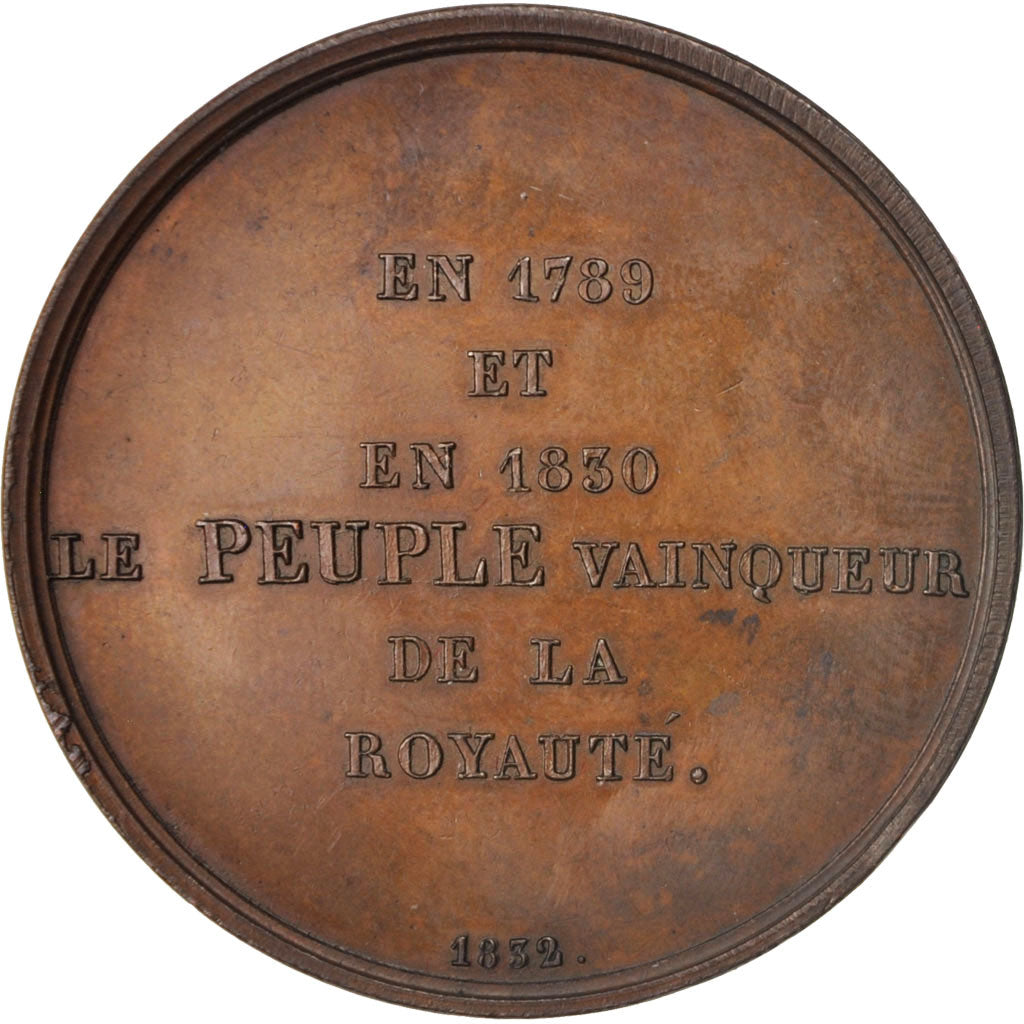 France, Medal, Le Peuple vainqueur de la Royauté, History, 1832, MS(63), Bronze