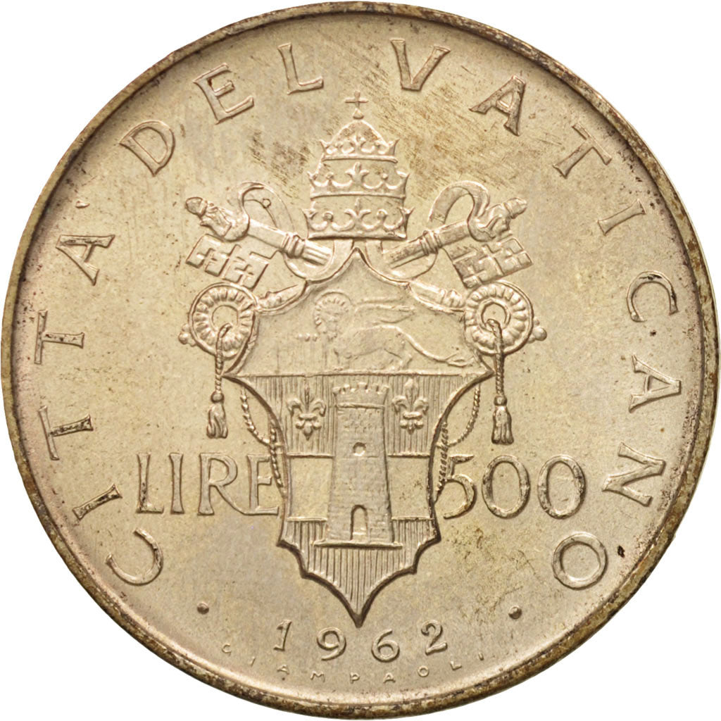VATICAN CITY, John XXIII, 500 Lire, 1962, Roma, MS(65-70), Silver, KM:65.2