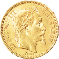 Second Empire, 20 francs or Napoléon III tête laurée 1861 A, KM 801.1