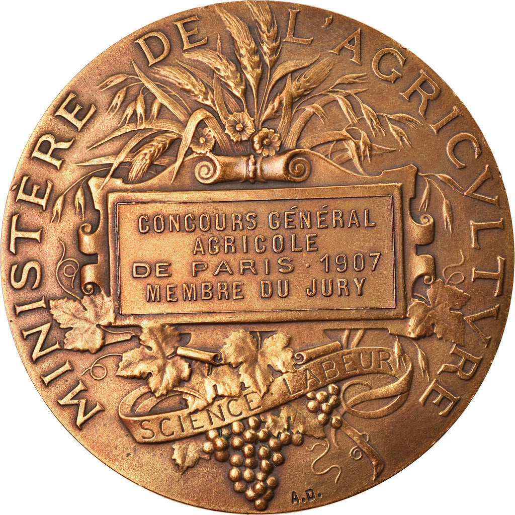 France, Medal, Concours Général Agricole de Paris, Jury, 1907, Dubois.A