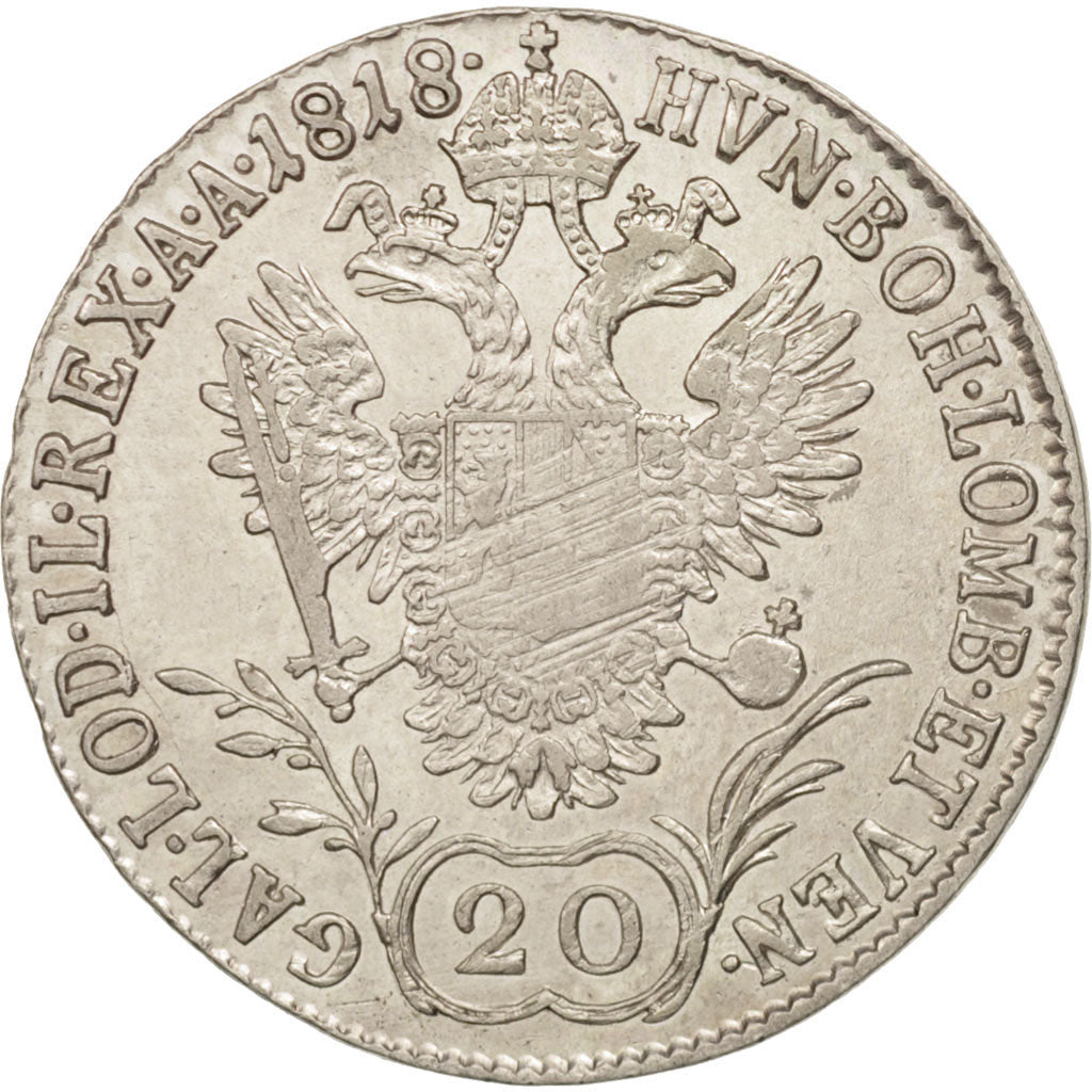 Coin, Austria, Franz II (I), 20 Kreuzer, 1818, Vienne, MS(60-62), Silver