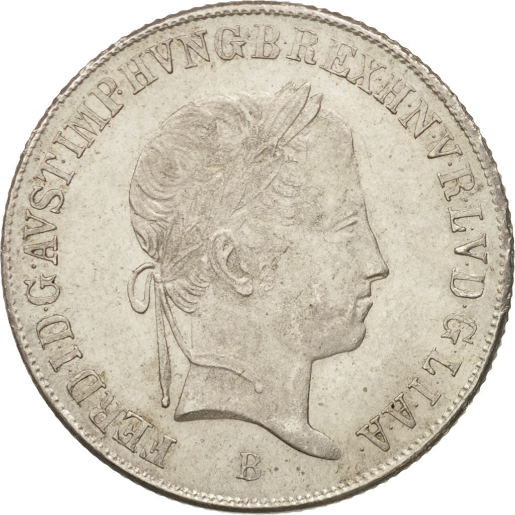 Coin, Austria, Ferdinand I, 20 Kreuzer, 1848, MS(60-62), Silver, KM:2208