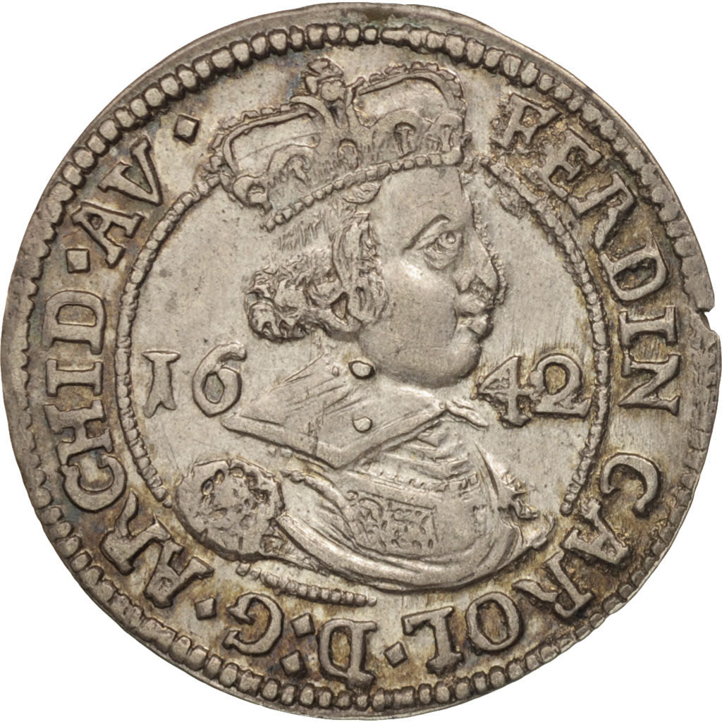 Moneda, Austria, Ferdinand-Charles, 3 Kreuzer, 1642, Hall, EBC+, Plata, KM:852