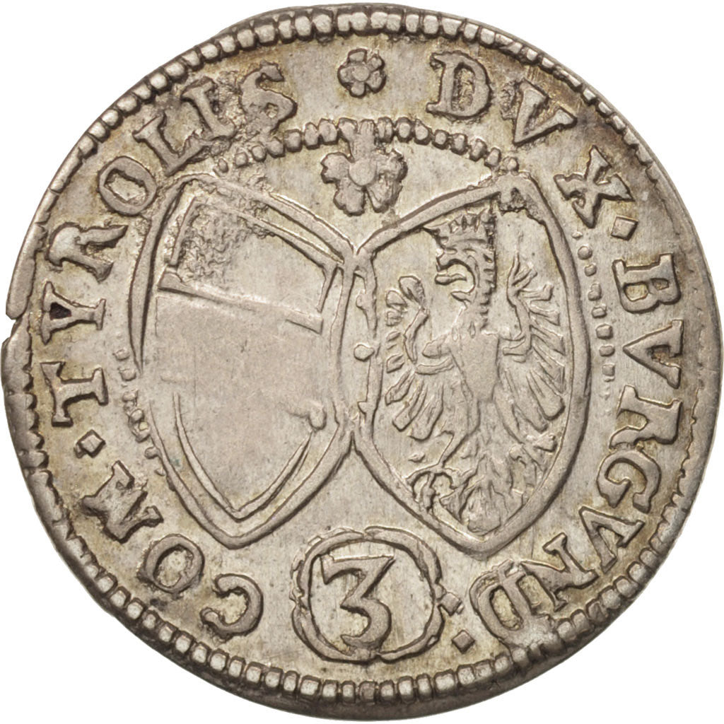 Moneda, Austria, Ferdinand-Charles, 3 Kreuzer, 1642, Hall, EBC+, Plata, KM:852
