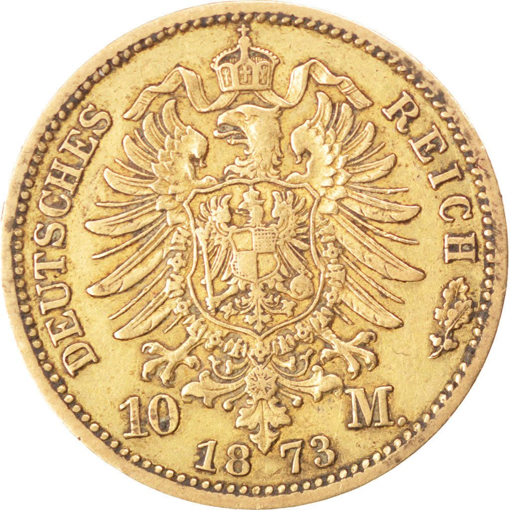 Stati tedeschi, PRUSSIA, Wilhelm I, 10 Mark, 1873, Berlin, BB, Oro, KM:502