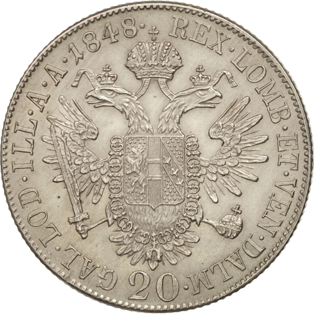 Austria, Ferdinand I, 20 Kreuzer, 1848, Vienne, MS(63), Silver, KM:2208