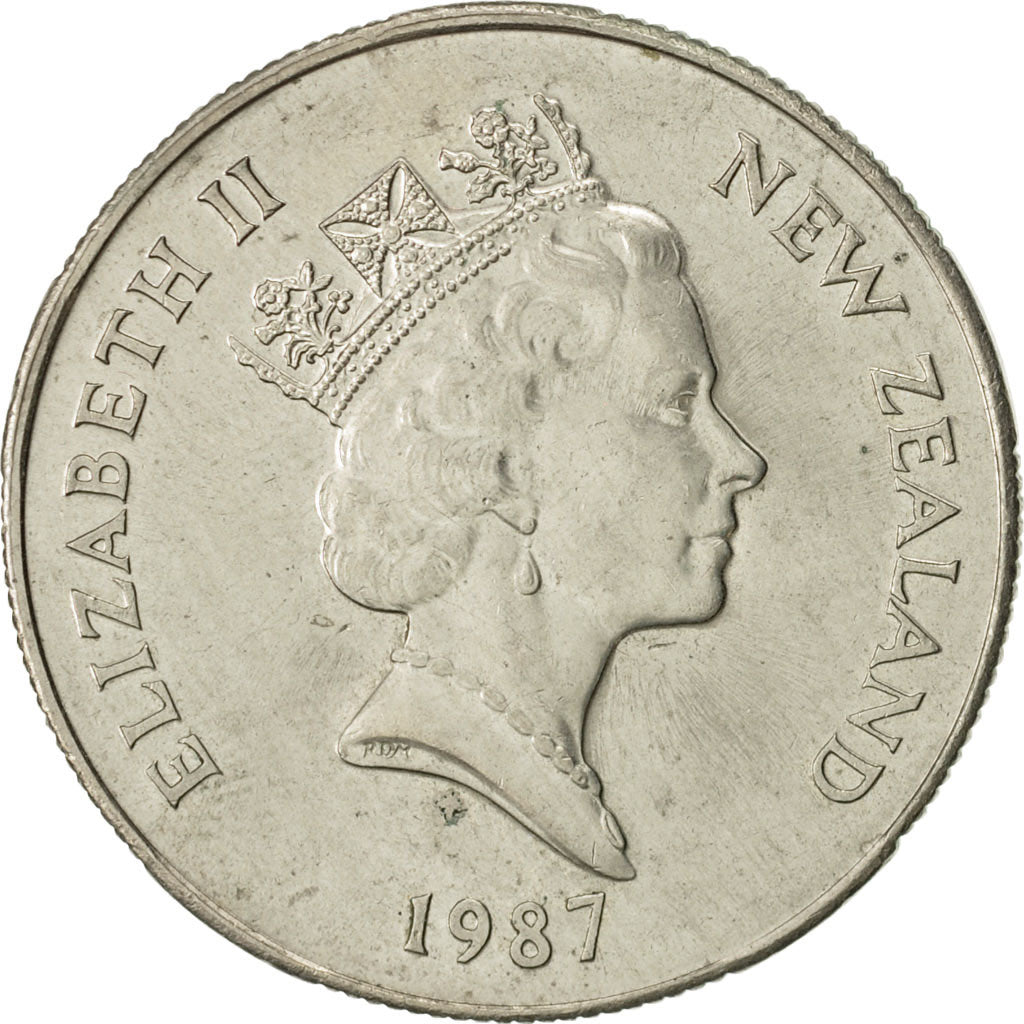 Coin, New Zealand, Elizabeth II, 50 Cents, 1987, AU(50-53), Copper-nickel, KM:63