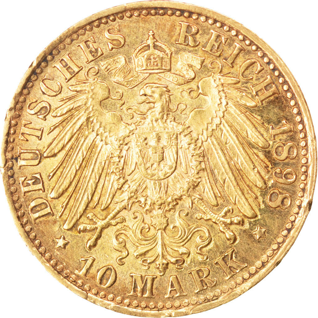 German States, 10 Mark, 1898, Munich, KM #911, AU(55-58), Gold, 3.96