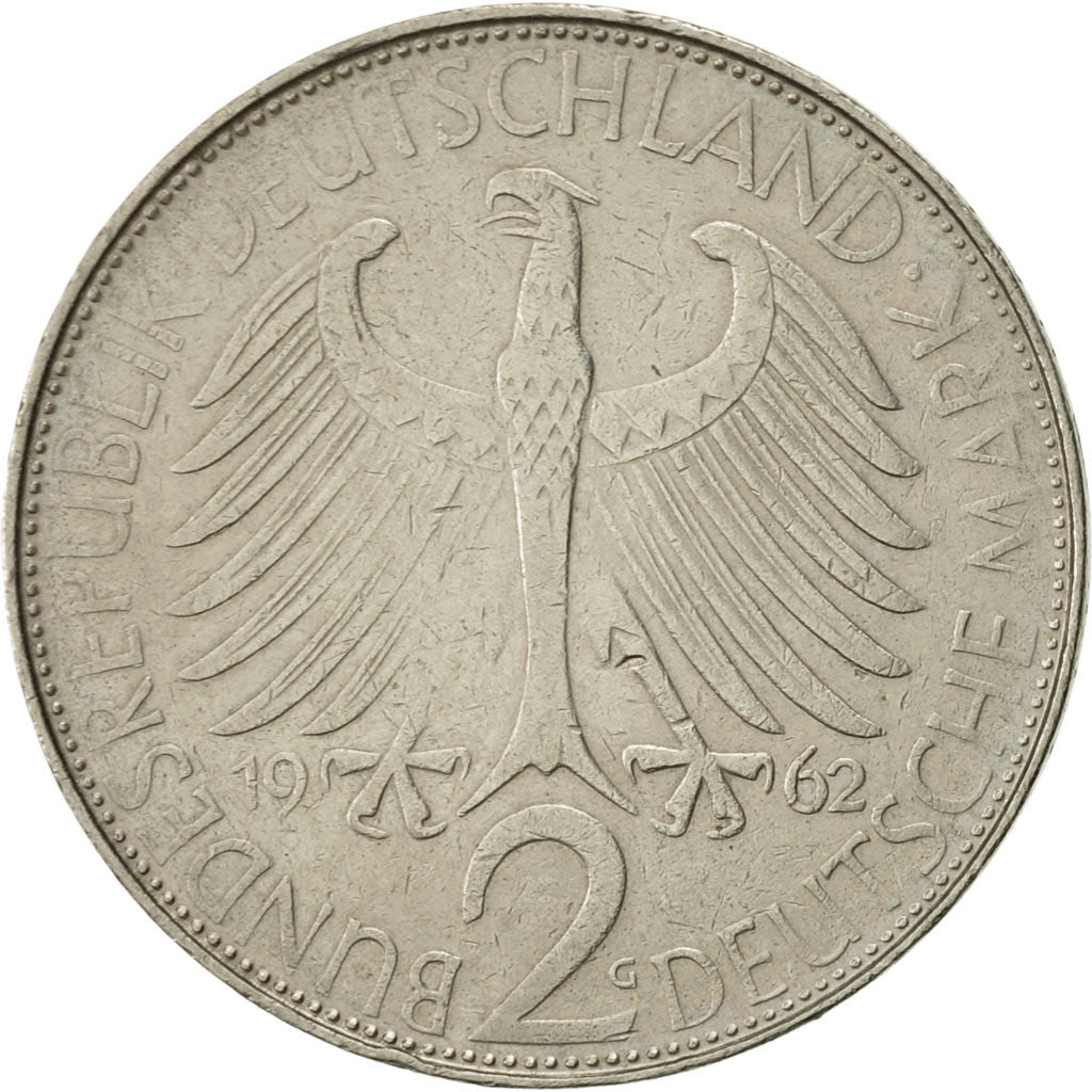 Coin, GERMANY - FEDERAL REPUBLIC, 2 Mark, 1962, Karlsruhe, AU(55-58)
