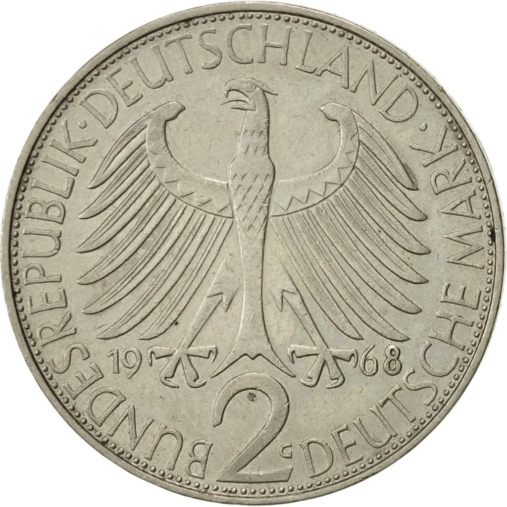GERMANIA - REPUBBLICA FEDERALE, 2 Mark, 1968, Karlsruhe, SPL-, Rame-nichel